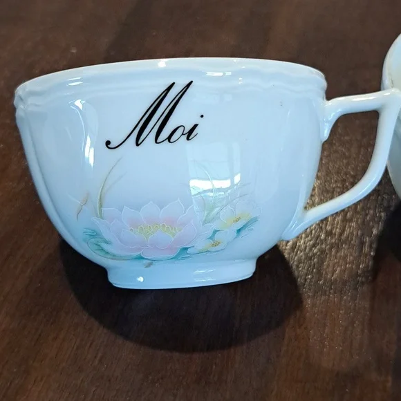 Limoges France Tea/Coffee Cup, Moi& Coi inscribed on white porcelain - Picture 4 of 12